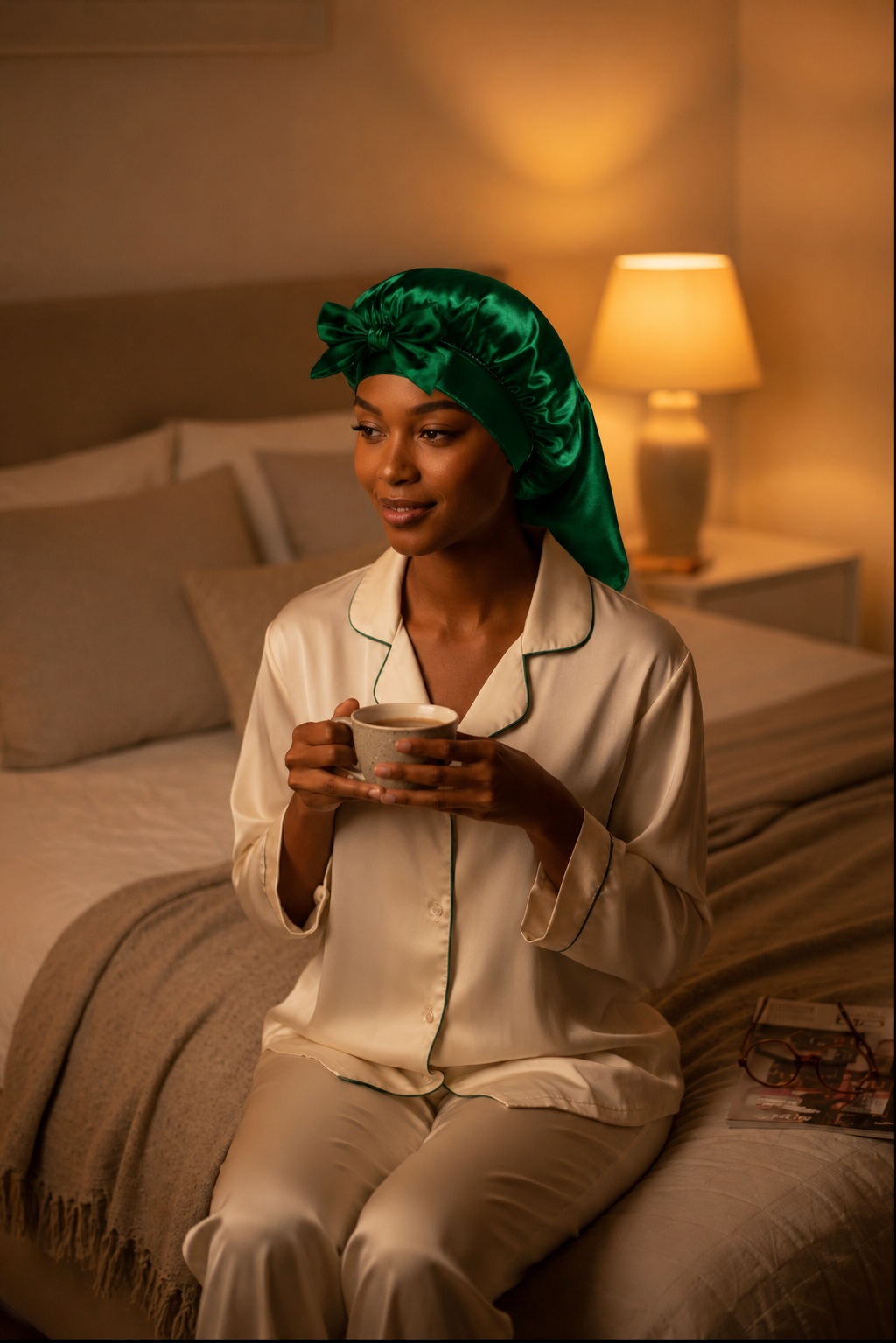 Satin Bonnet Sleeping Cap with Long Tail