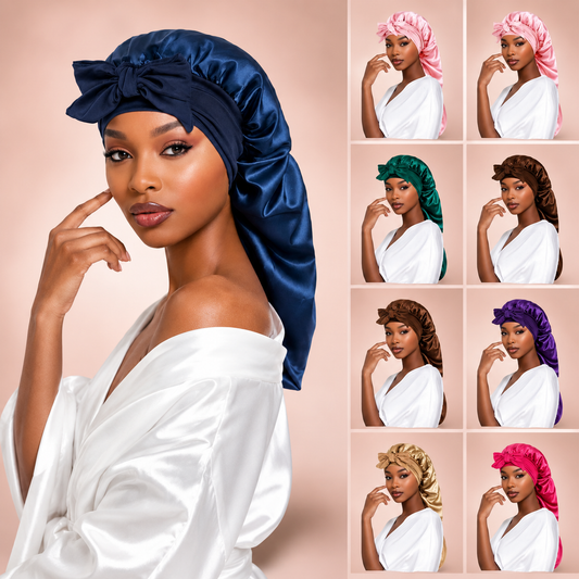 Satin Bonnet Sleeping Cap with Long Tail