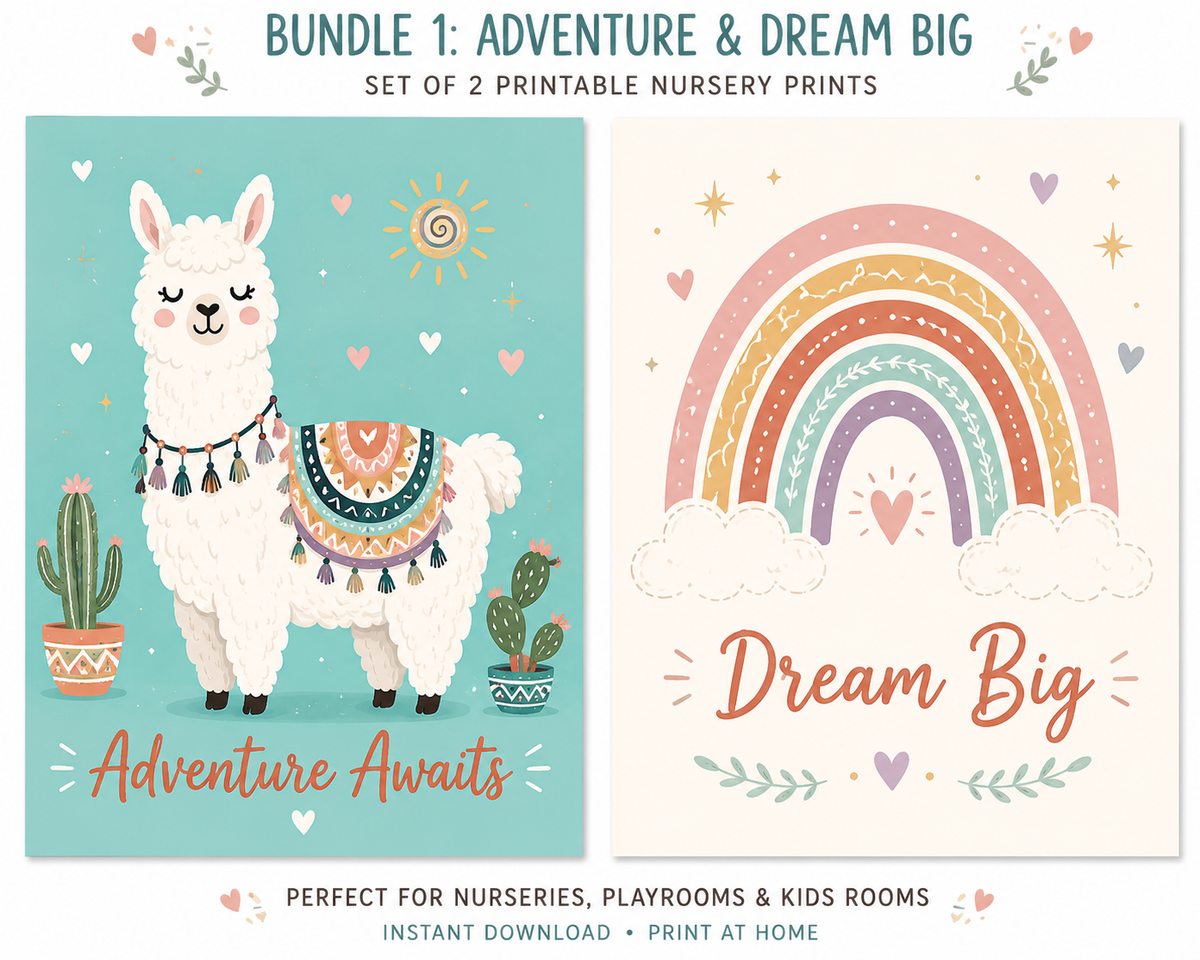 Llama Nursery Digital Art Print
