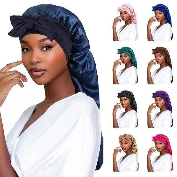 Satin Bonnet Sleeping Cap with Long Tail